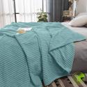 SOGA 2X Sky Blue Throw Blanket Warm Cozy Striped Pattern Thin Flannel