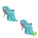 SOGA 2X Teal Acrylic Knitted Throw Blanket Solid Fringed Warm Cozy Wov