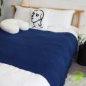 SOGA 2X Royal Blue Acrylic Knitted Throw Blanket Solid Fringed Warm Co