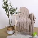 SOGA 2X Coffee Diamond Pattern Knitted Throw Blanket Warm Cozy Woven C