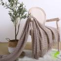 SOGA 2X Coffee Diamond Pattern Knitted Throw Blanket Warm Cozy Woven C